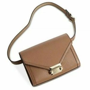 NWT $98 MICHAEL Michael Kors M Leather Belt Bag in Tan!